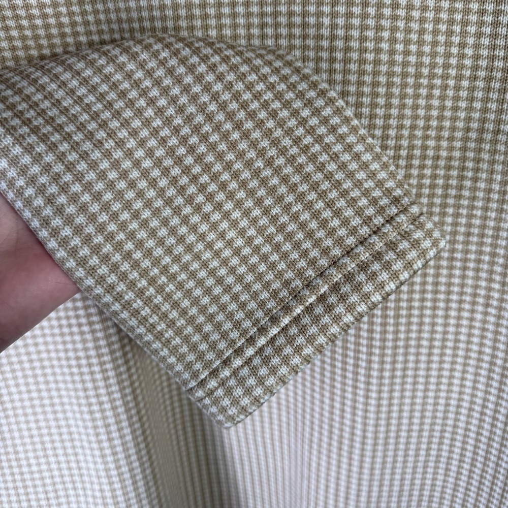 NWT J.Crew Womens Houndstooth Cowl Neck Fleece Lined Knit Top Tan White H1549 L - Picture 5 of 8